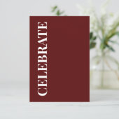 Minimal CELEBRATE | Deep Red Holiday Greeting Karte (Stehend Vorderseite)