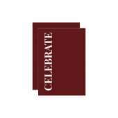 Minimal CELEBRATE | Deep Red Holiday Greeting Karte (Vorderseite/Rückseite Beispiel)