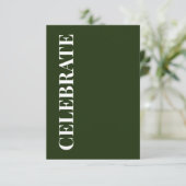 Minimal CELEBRATE | Forest Green Holiday Greeting Karte (Stehend Vorderseite)