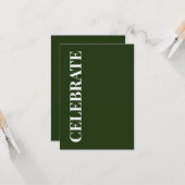Minimal CELEBRATE | Forest Green Holiday Greeting Karte (Vorderseite/Rückseite Beispiel)