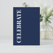 Minimal CELEBRATE | Navy Blue Holiday Greeting Karte (Stehend Vorderseite)