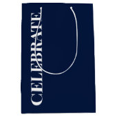 Minimal CELEBRATE | Navy Blue Holiday Mittlere Geschenktüte (Vorderseite)