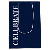 Minimal CELEBRATE | Navy Blue Holiday Mittlere Geschenktüte (Rückseite)