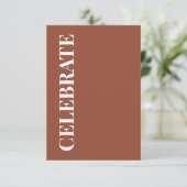 Minimal CELEBRATE | Terracotta Holiday Greeting Karte (Stehend Vorderseite)