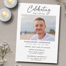 Minimal Celebration of Life Black White Funeral