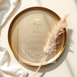 Minimal Celestial Holistic Boho Moon & Stars Arch Acryleinladungen