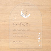 Minimal Celestial Holistic Boho Moon & Stars Arch Acryleinladungen (Vorderseite)