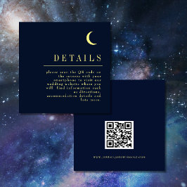 Minimal Celestial Navy QR Code Hochzeitsdetails Begleitkarte
