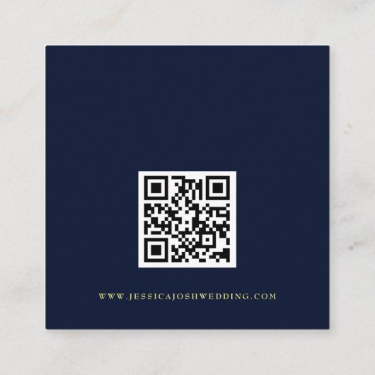 Minimal Celestial Navy QR Code Hochzeitsdetails Begleitkarte (Rückseite)