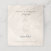 Minimal Champagne Pearl Bow Wedding Escort Platzkarte (Außenseite Aufgefaltet)