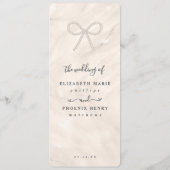 Minimal Champagne Pearl Bow Wedding Reception Menükarte (Rückseite)