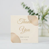 Minimal Champagne Pebble Ivory Wedding Vielen Dank (Stehend Vorderseite)