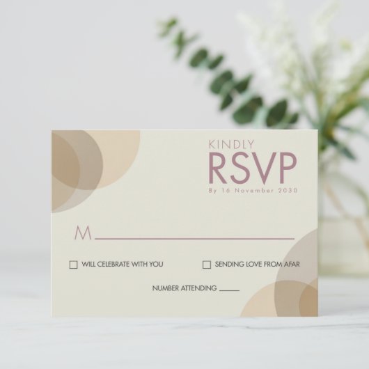 Minimal Champagner Elfenbeinzirkel Hochzeit RSVP-K RSVP Karte (Stehend Vorderseite)