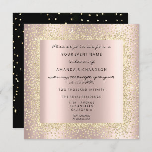 Minimal Champaigne Gold Black Confetti Rose Blush Einladung