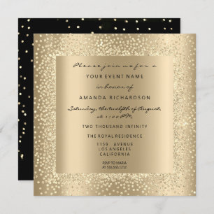 Minimal Champaigne Gold Black Confetti Sepia Glam Einladung