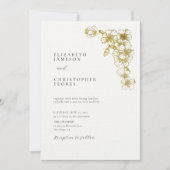 Minimal Cherry Blossom Gold Chic Botanical Wedding Einladung (Vorderseite)