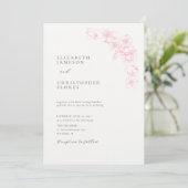Minimal Cherry Blossom Pink Chic Botanische Hochze Einladung (Stehend Vorderseite)