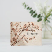 Minimal Cherry Blossom Spring Postcard Postkarte (Stehend Vorderseite)
