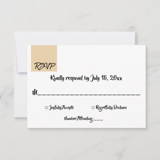 Minimal Chic Beige Script Moderne formale Hochzeit RSVP Karte (Vorderseite)