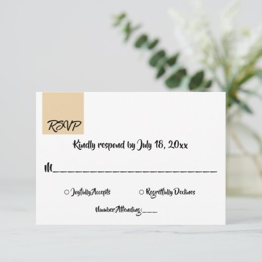 Minimal Chic Beige Script Moderne formale Hochzeit RSVP Karte (Stehend Vorderseite)