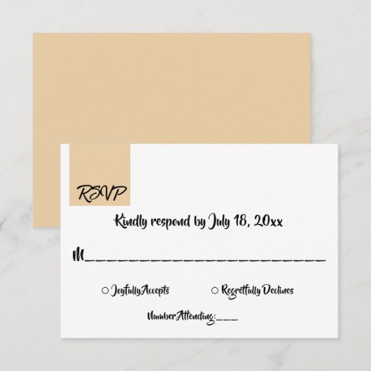 Minimal Chic Beige Script Moderne formale Hochzeit RSVP Karte (Vorne/Hinten)