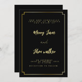 Minimal & Chic Black and Golden Wedding Einladung (Vorne/Hinten)