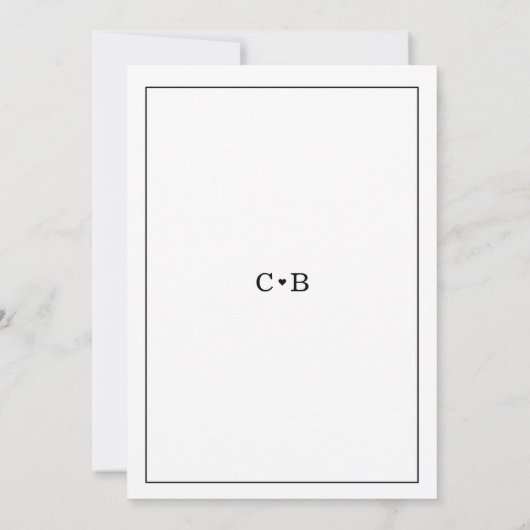 Minimal Chic Black and White Border Wedding Einladung (Rückseite)