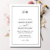 Minimal Chic Black and White Border Wedding Einladung