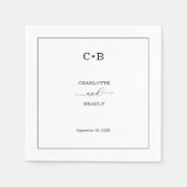 Minimal Chic Black and White Border Wedding Serviette (Vorderseite)