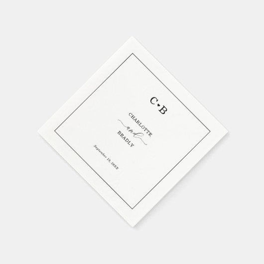 Minimal Chic Black and White Border Wedding Serviette (Ecke)