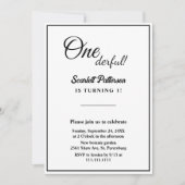 Minimal Chic Black and White Elegante 1. Geburtsta Einladung (Vorderseite)