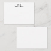 Minimal Chic Black and White Monogram Mitteilungskarte (Vorne/Hinten)