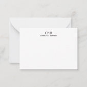Minimal Chic Black and White Monogram Mitteilungskarte (Vorderseite)
