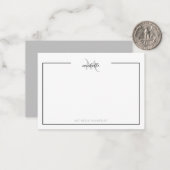 Minimal Chic Black and White Monogram Mitteilungskarte (Vorderseite/Rückseite Beispiel)