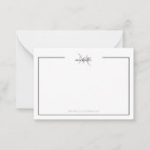 Minimal Chic Black and White Monogram Mitteilungskarte (Vorderseite)
