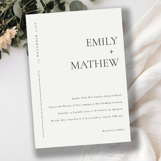 Minimal Chic Black and White Typografy Wedding Einladung