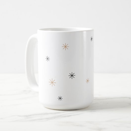 Minimal Chic Black + Gold Customizable Snowflake Kaffeetasse (Vorderseite Links)