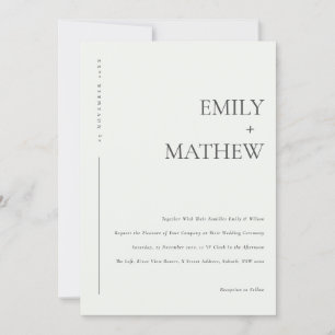MINIMAL CHIC BLACK IVORY WHITE TYPOGRAPHY WEDD EINLADUNG