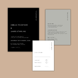 Minimal & Chic Black Modern Simple Wedding Einladung