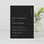 Minimal & Chic Black Modern Simple Wedding Einladung (Stehend Vorderseite)
