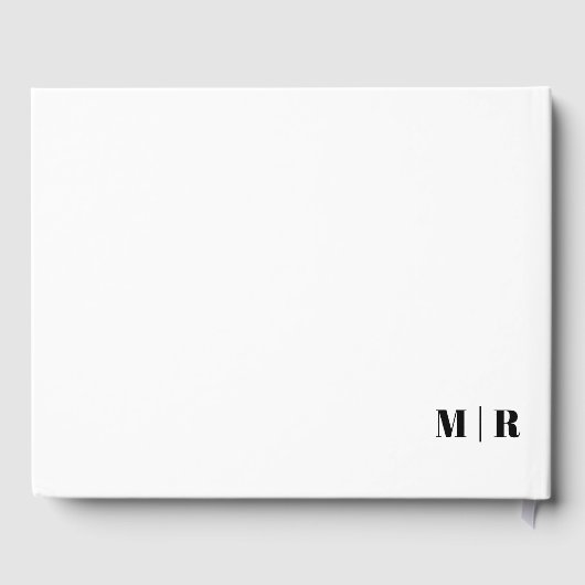 Minimal Chic Black und White Monogram Bold Wedding Gästebuch (Rückseite)