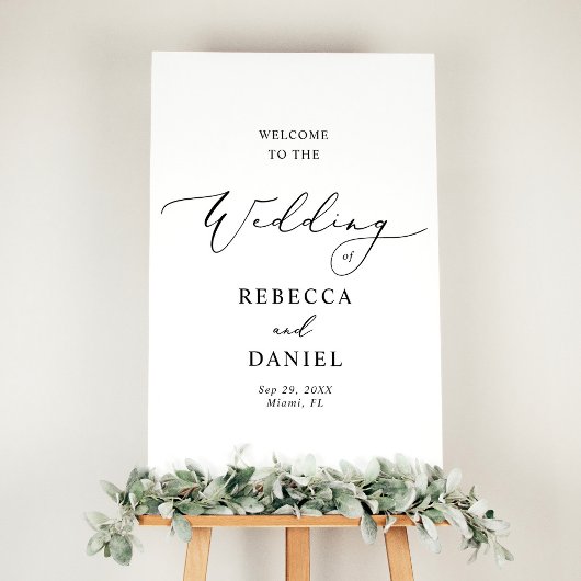 Minimal Chic Black Wedding Willkommen Poster
