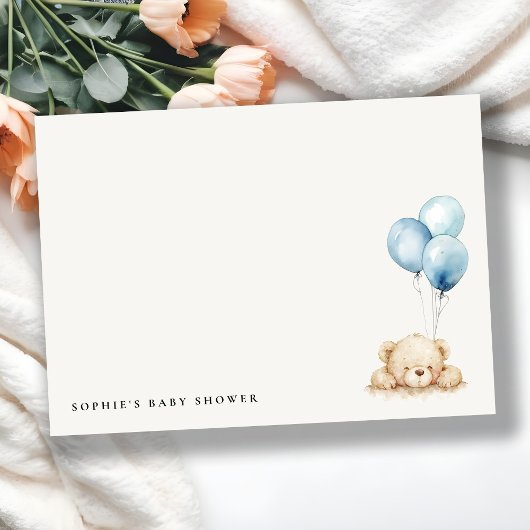Minimal Chic Blue Bearly Wait Balloon Baby Dusche Mitteilungskarte