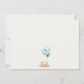 Minimal Chic Blue Bearly Wait Balloon Baby Dusche Mitteilungskarte (Rückseite)
