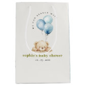 Minimal Chic Blue Bearly Wait Balloon Baby Dusche Mittlere Geschenktüte (Vorderseite)
