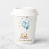 Minimal Chic Blue Bearly Wait Balloon Baby Dusche Pappbecher (Rückseite)