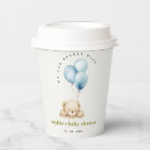 Minimal Chic Blue Bearly Wait Balloon Baby Dusche Pappbecher (Vorderseite)