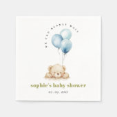 Minimal Chic Blue Bearly Wait Balloon Baby Dusche Serviette (Vorderseite)
