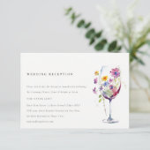 Minimal Chic Blumenwein Hochzeitsempfang Begleitkarte (Stehend Vorderseite)