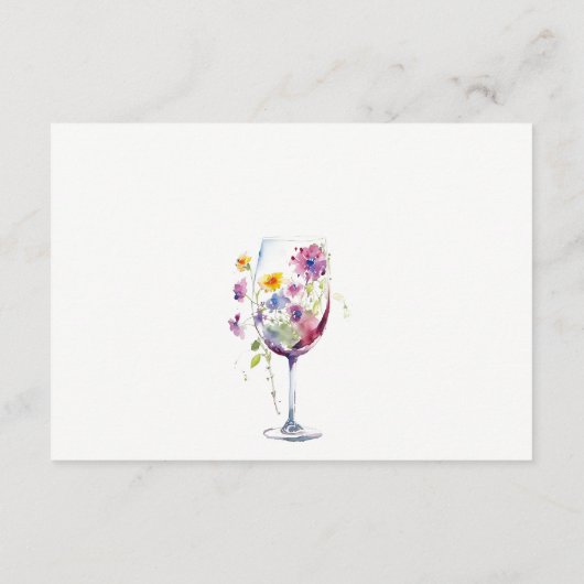 Minimal Chic Blumenwein Hochzeitsempfang Begleitkarte (Rückseite)